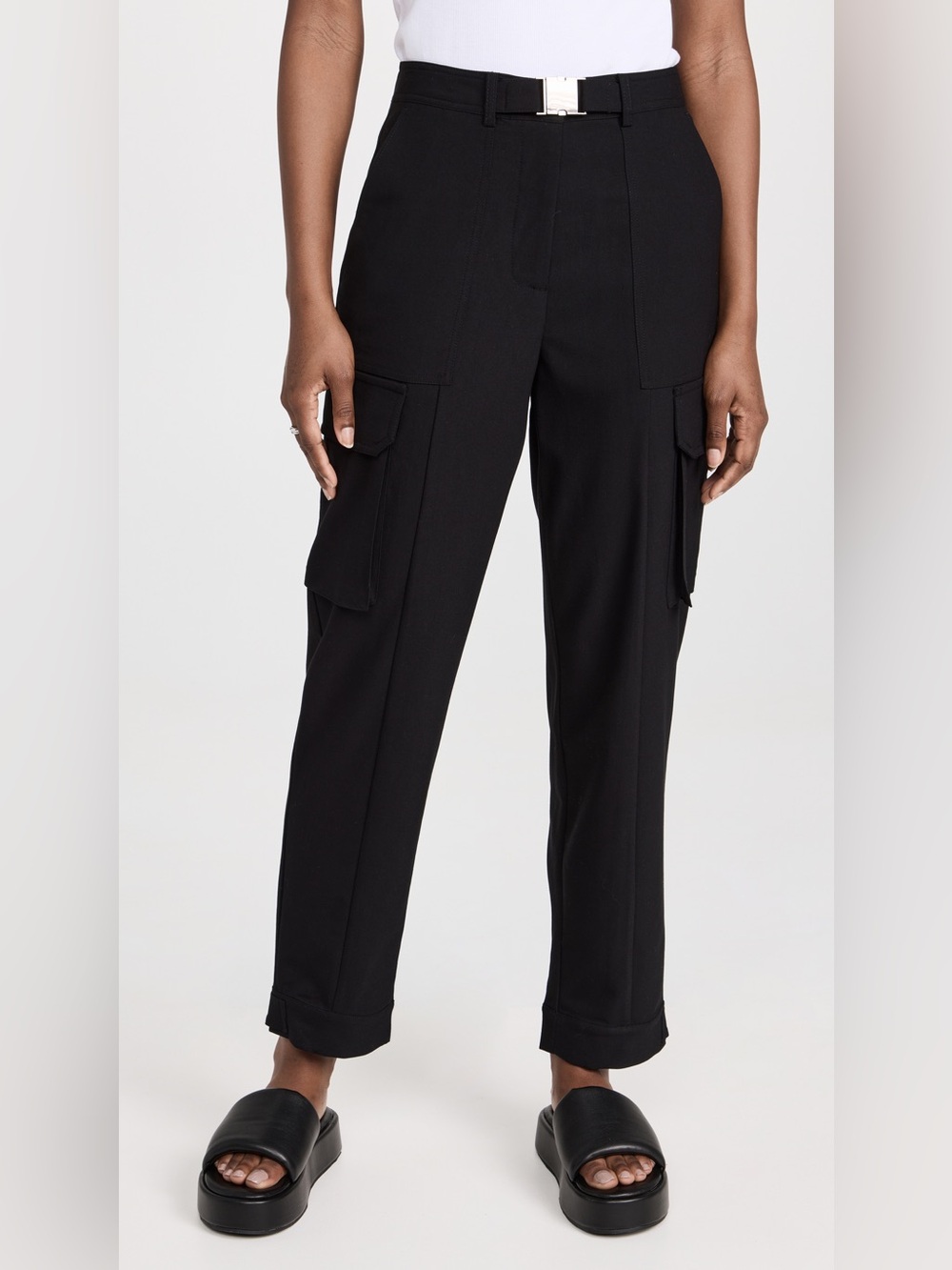 Pixie Market Black Buckled Clip Cargo Pants Size XS